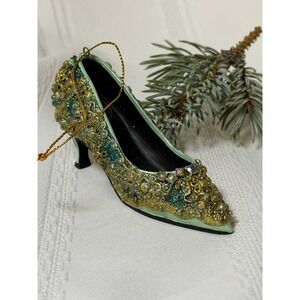 Christian Dior Teal Shoe Ornament Metropolitan Museum Of Art MMA Sparkle 3.75"